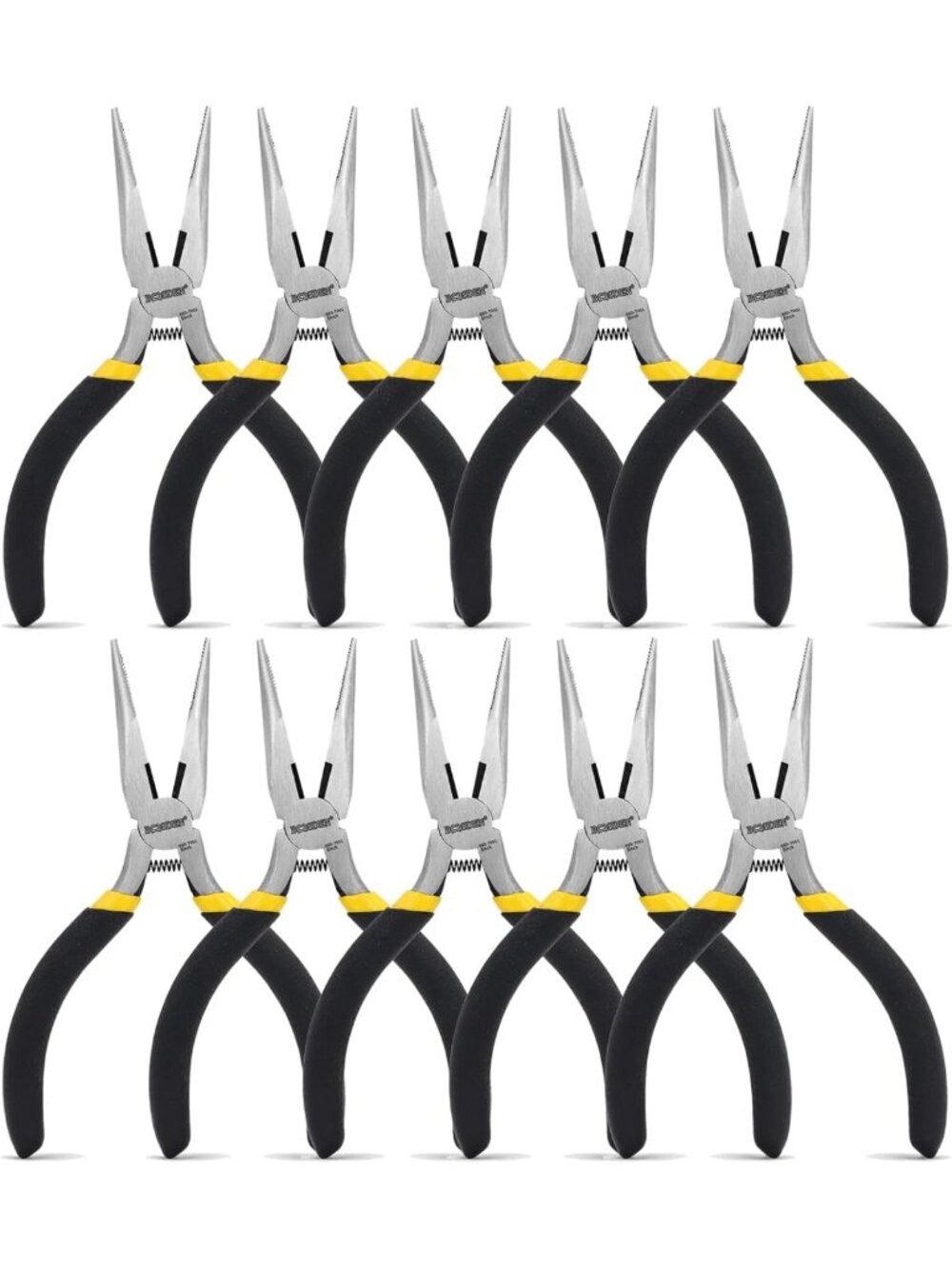 5" Mini Needle Nose Pliers 10 Pack with Wire Cutters - Spring Loaded for Jewelry